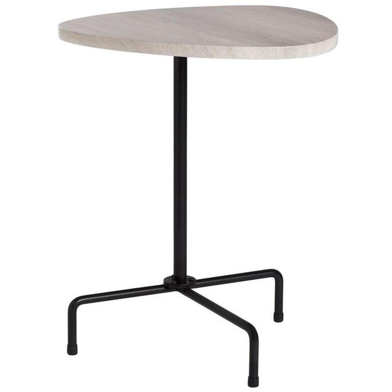 Bauhaus-inspired Light Grey Oak & Black Metal Tripod Side Table