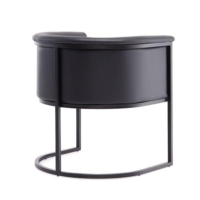 Bali Faux Leather Dining Chair Black - Manhattan Comfort: Upholstered Metal Frame, No Assembly Required, Armrests