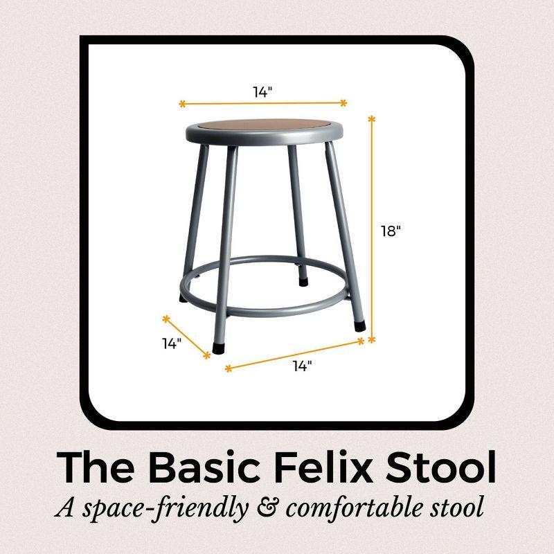 Hampden Furnishings 18" Felix Collection Steel Stool Gray