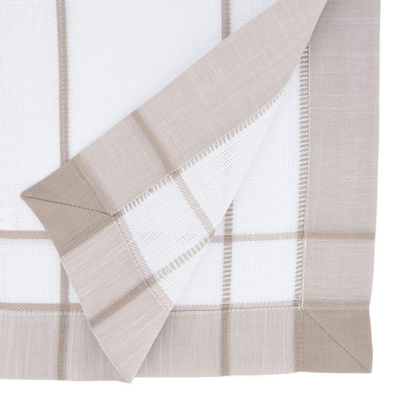 Beige and Tan Polyester Table Runner with Banded Border