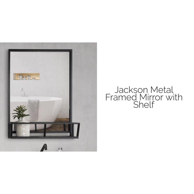 22" x 29" Jackson Metal Framed Mirror with Shelf Black - Kate and Laurel