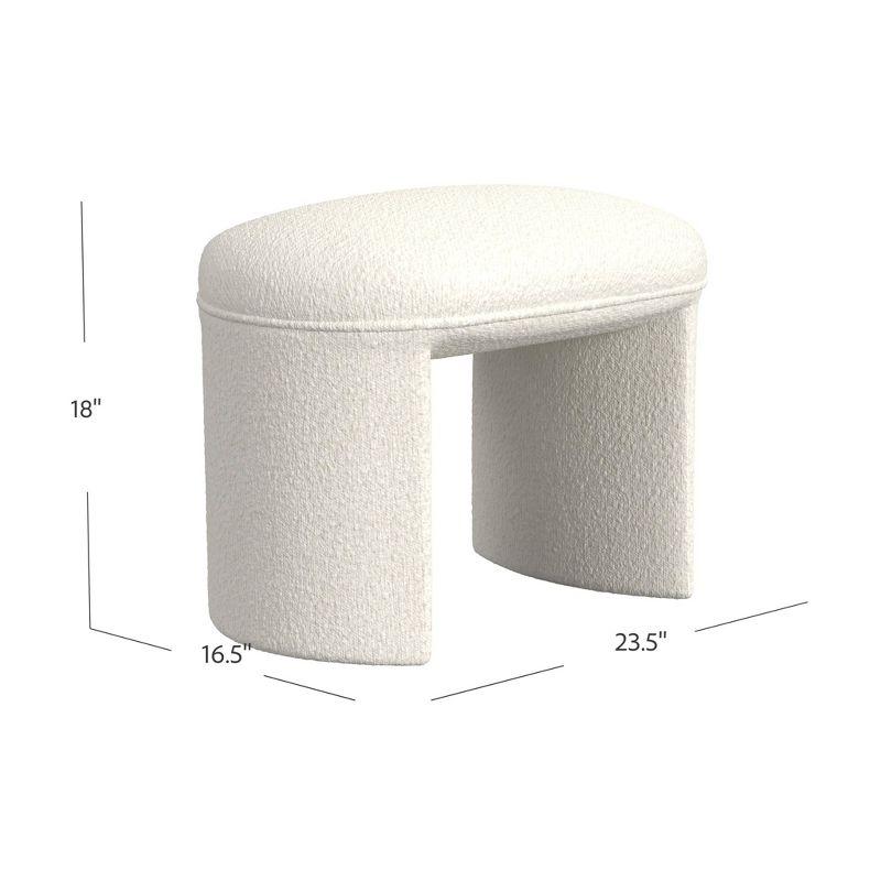 Cream Boucle Upholstered Rectangular Ottoman Foot Rest