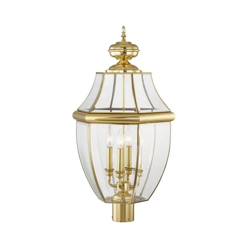 Lighting Lumens 4 Light Outdoor Post Lantern Pendant Lighting Fixture - Clear Beveled Glass Shade