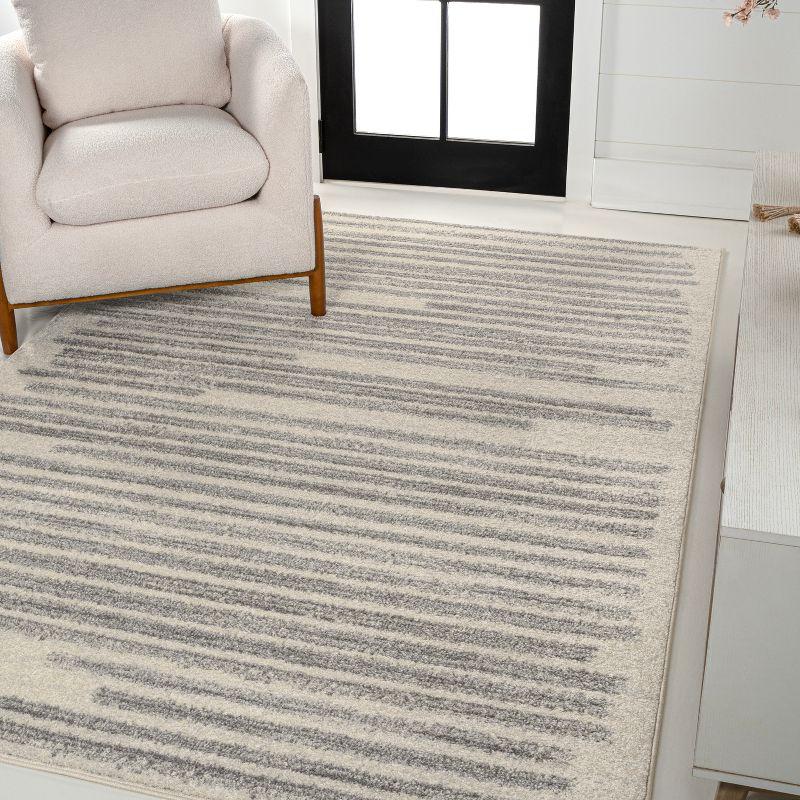 JONATHAN Y Khalil Modern Berber Stripe Cream/Gray 8 ft. x 10 ft. Area Rug
