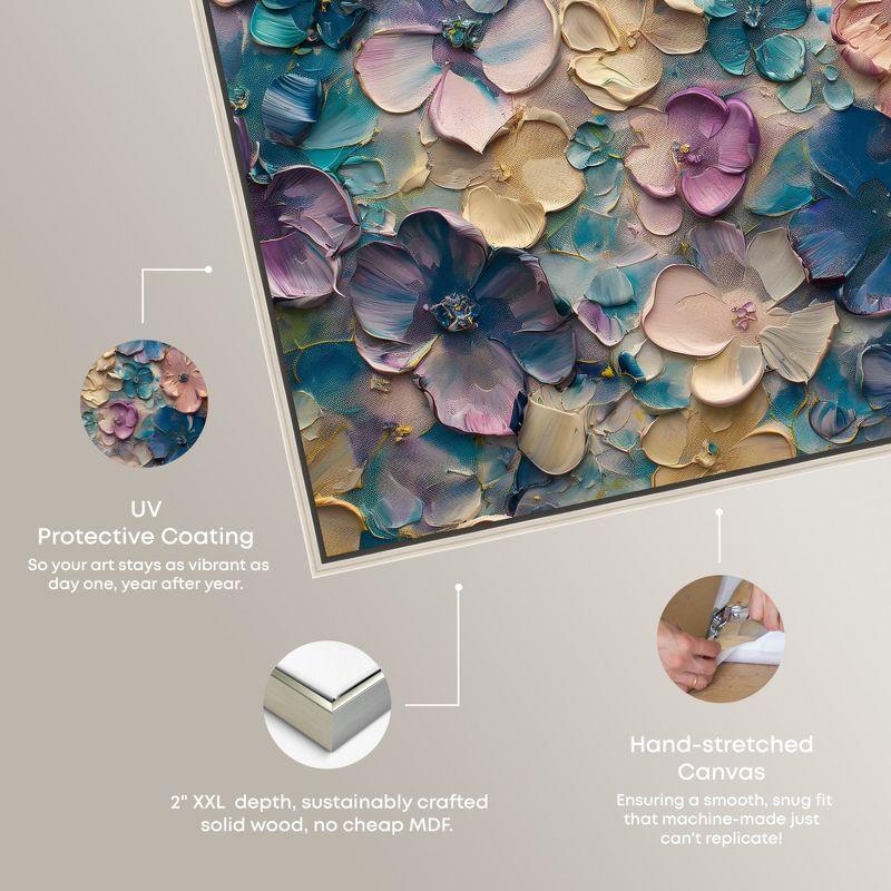 Art Remedy Jewel Flowers Colorful buterfly and flowers wall art, 24" x 16", Silver Frame