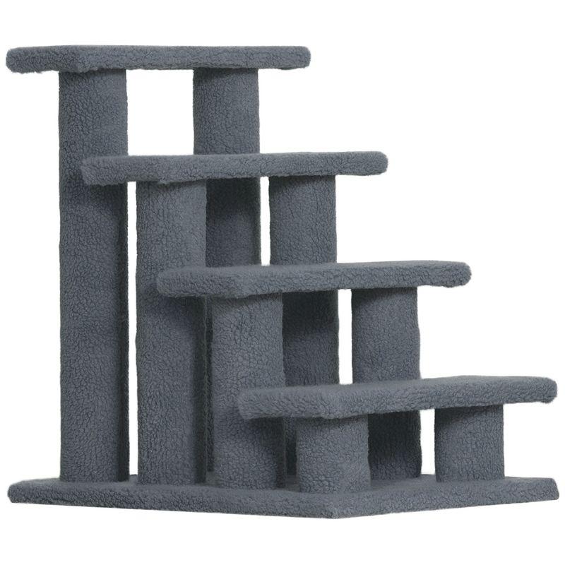 PawHut 25" 4-Step Multi-Level Carpeted Cat Scratching Post Pet Stairs