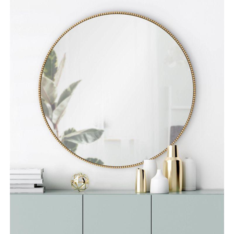 Gwendolyn Round Beaded Accent Wall Mirror Gold - Kate and Laurel