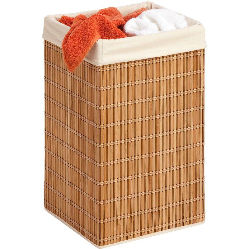 Bohemian Zen 25" Brown & White Wicker Square Hamper