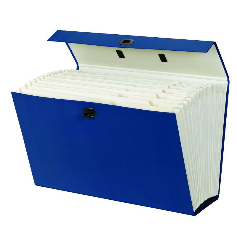 Smead Portable Expanding File Box, 19 Pockets, Alphabetic (A-Z) and Subject Labels, Legal Size, Blue (70806)