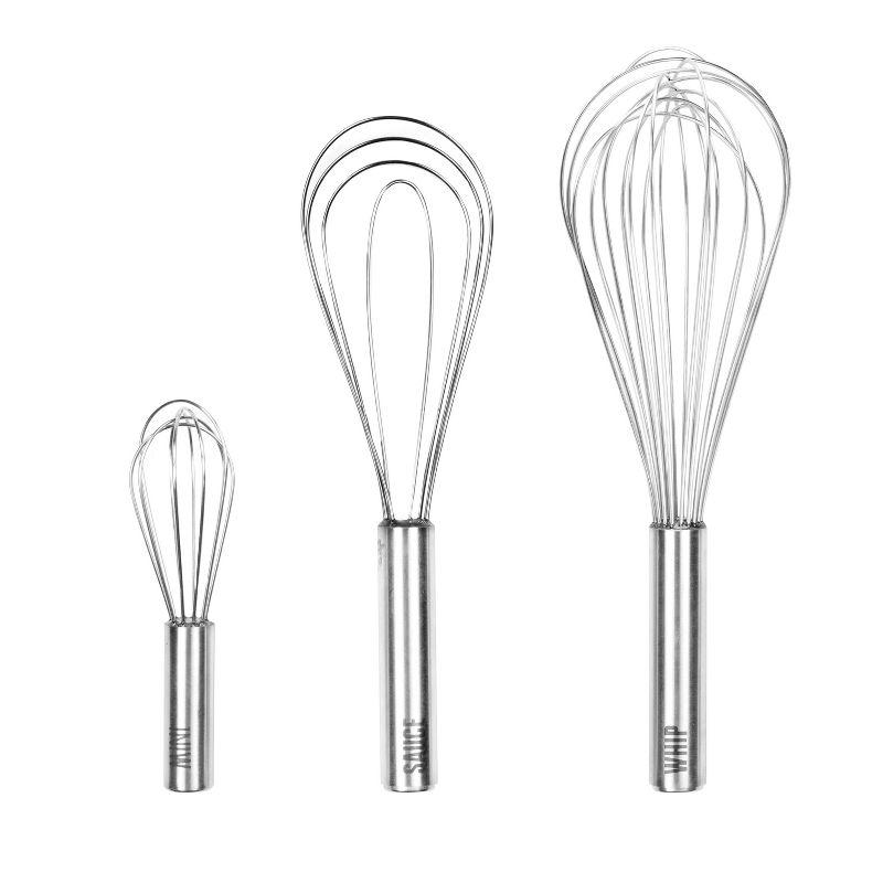 Tovolo Stainless Steel Whisk Whip Kitchen Utensil Bundle - Set of 3 with Sauce Whisk