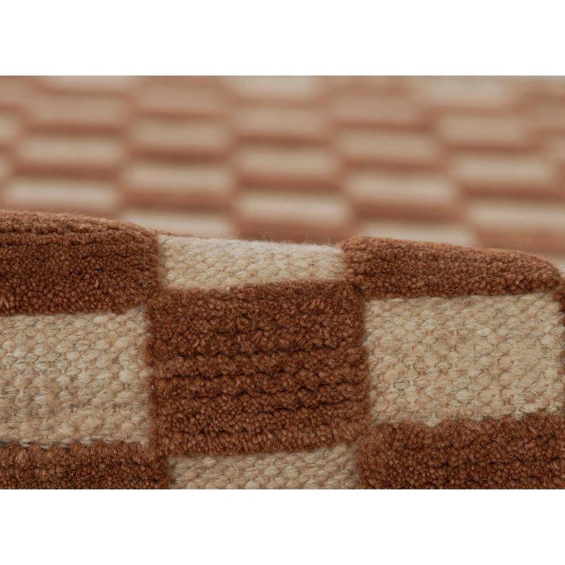 Momeni 2'6"x8' Willow Check Handwoven Runner Rug Brown: Wool, Low Pile, Classic Pattern, Indoor Use, Handmade