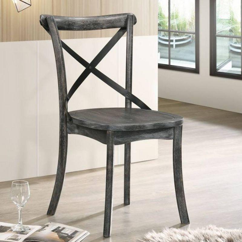 Rustic Gray High-Back Cross-Back Wooden Side Chair