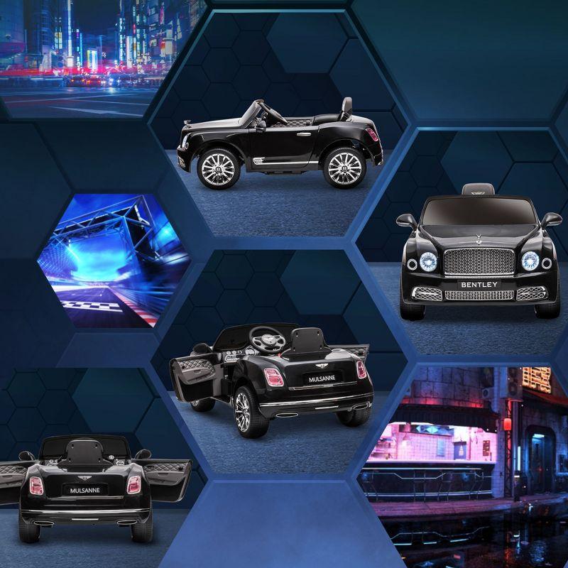 Aosom Bentley 12V Ride on Car with Remote Control, Battery Powered Car with Sound, LED Lights, MP3, Horn, Music, 2 Motors, for 37-72 Months, Black