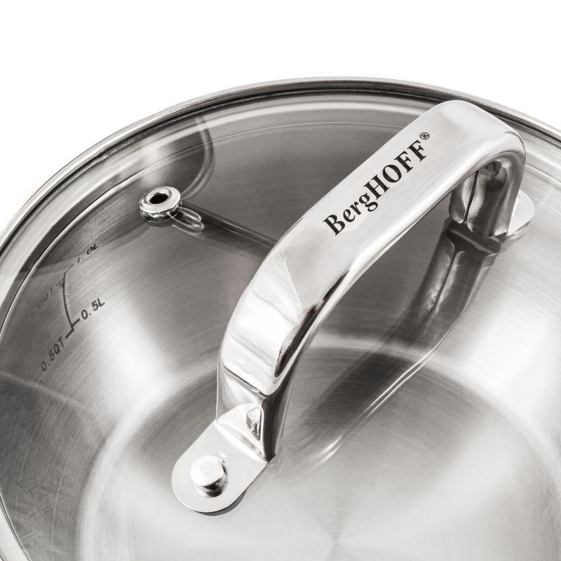 BergHOFF Belly Shape 18/10 Stainless Steel 6.25" Sauce Pan with Glass Lid 1.5Qt.
