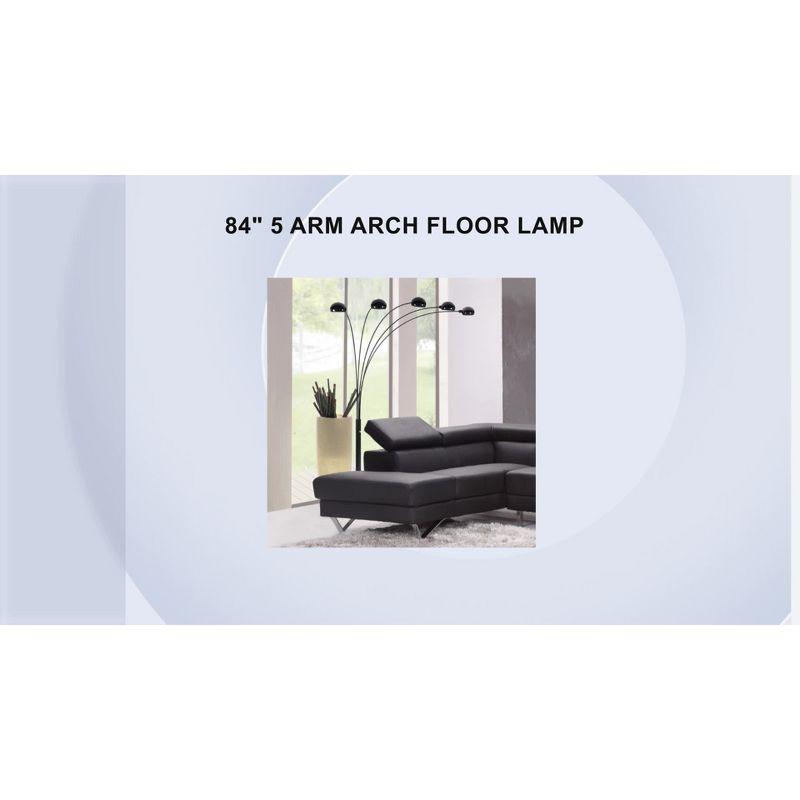 84" 5 Arm Arch Floor Lamp Black - Ore International: Modern Design, UL Listed