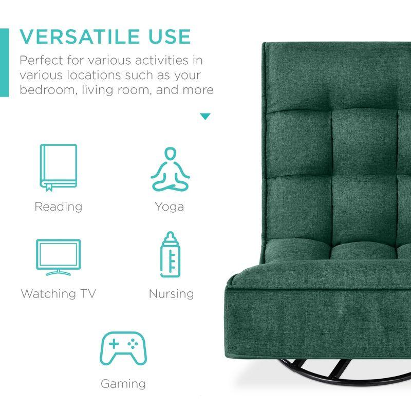 Best Choice Products Folding Floor Gaming Chair for Home, Office w/ 360-Degree Swivel, 4 Positions - Green