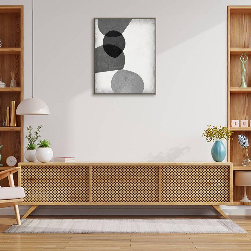 Gray Abstract Shapes II Framed Canvas Wall Art