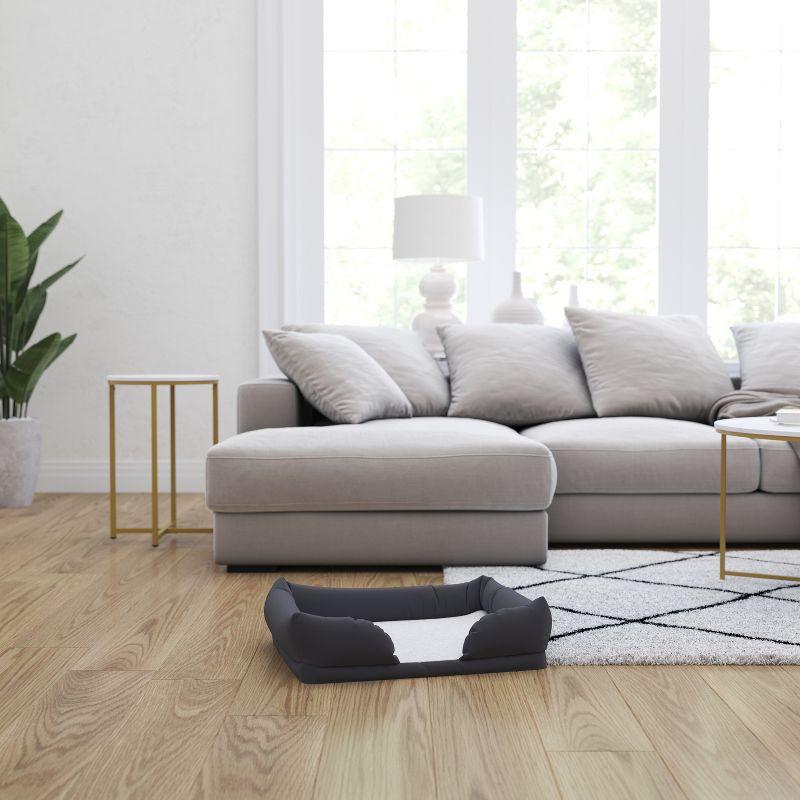 Merrick Lane Cozy Orthopedic Joint Relief Memory Foam Bolster Dog Bed for Pets up to 12 LBS., Gray Removable, Washable Cover, Non-Slip Bottom