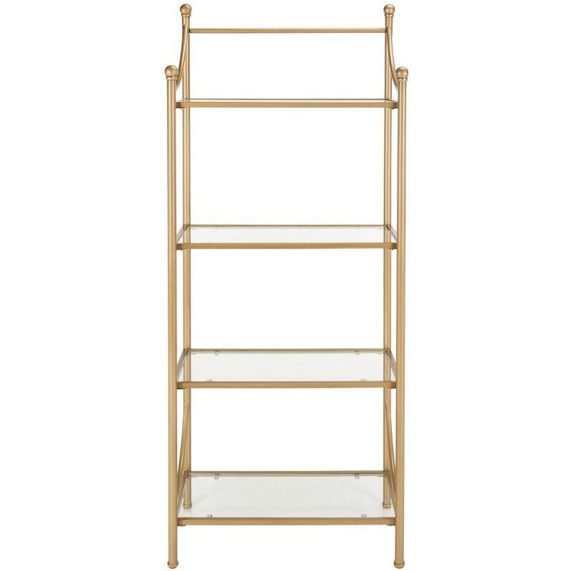 Elegant Diana 4-Tier Gold Metal & Tempered Glass Etagere