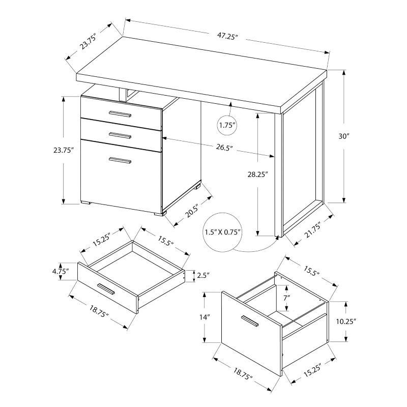 Monarch Specialties Computer Desk Home Office Laptop Left Right Set-Up Storage Drawers 48InchL Work Metal Laminate Grey Black Contemporary Modern