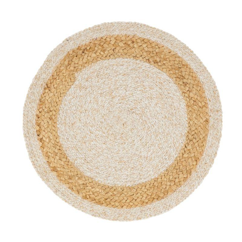 Ivory and Natural Braided Jute Round Placemats, Set of 4