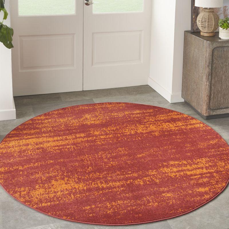 Elysian Red Abstract 4' Round Synthetic Outdoor Rug