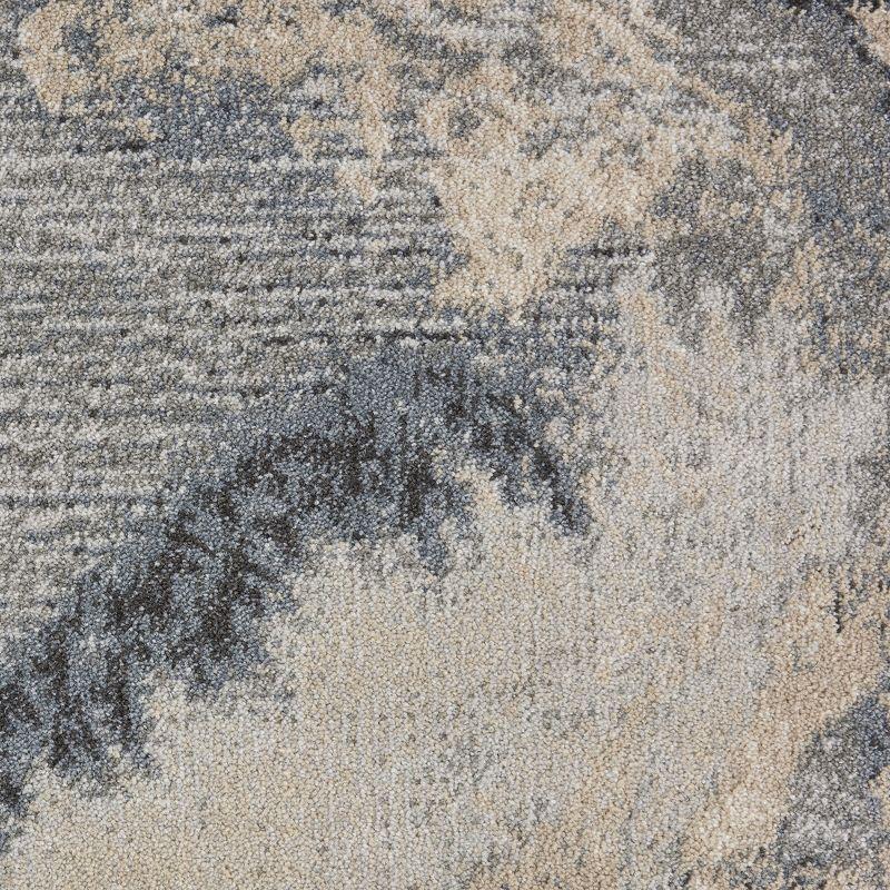 Abstract Ocean Ripple Gray Synthetic 9' x 12' Round Area Rug