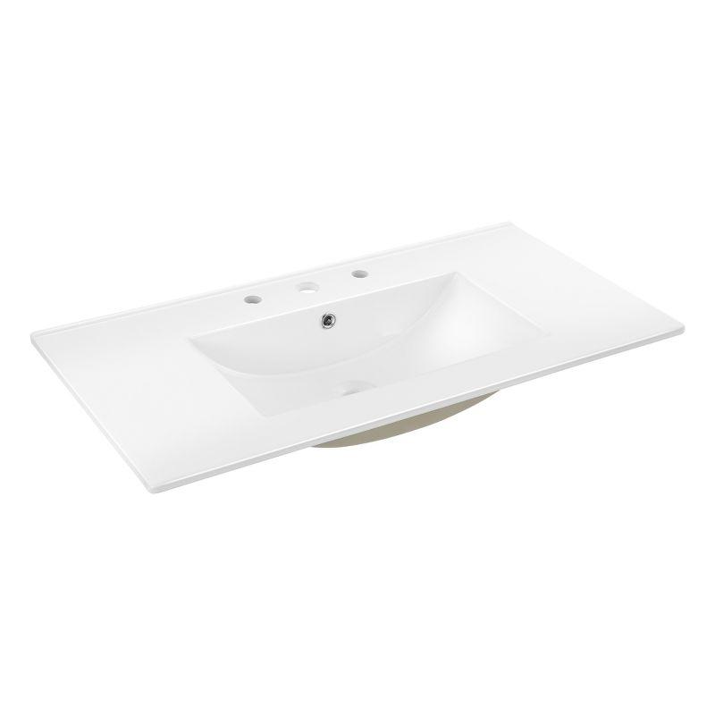 Swiss Madison 36" Zero Hole Vanity Sink Top In Glossy White