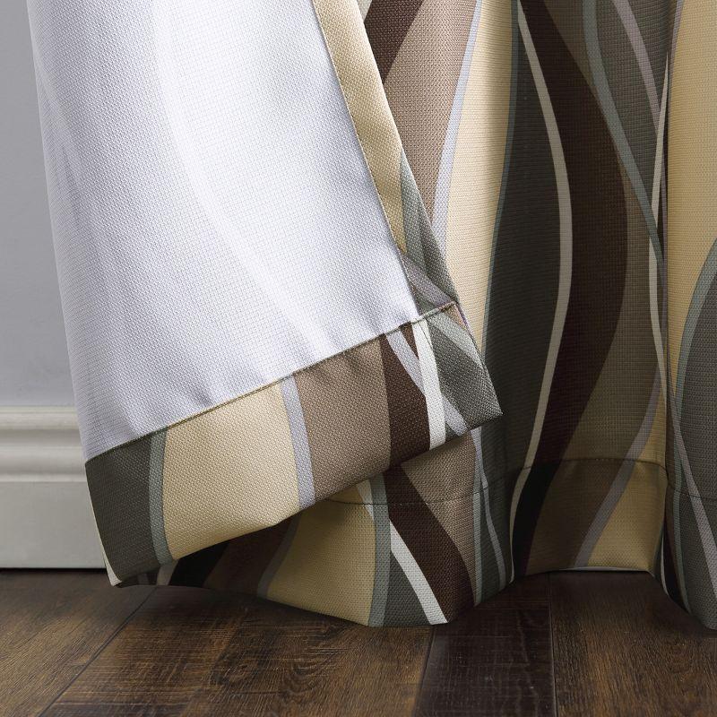 48"x84" No. 918 Semi-Sheer Intersect Ogee Wave Print Grommet Curtain Panel Spruce: Modern Light Filtering Green Curtain