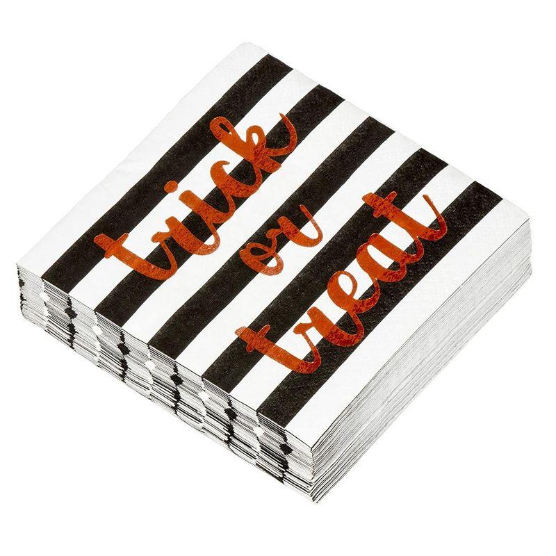 Blue Panda 50 Pack Halloween Cocktail Napkins, 3-Ply Trick or Treat Napkins for Spooky Halloween Decors and Party Supplies, 5x5 In