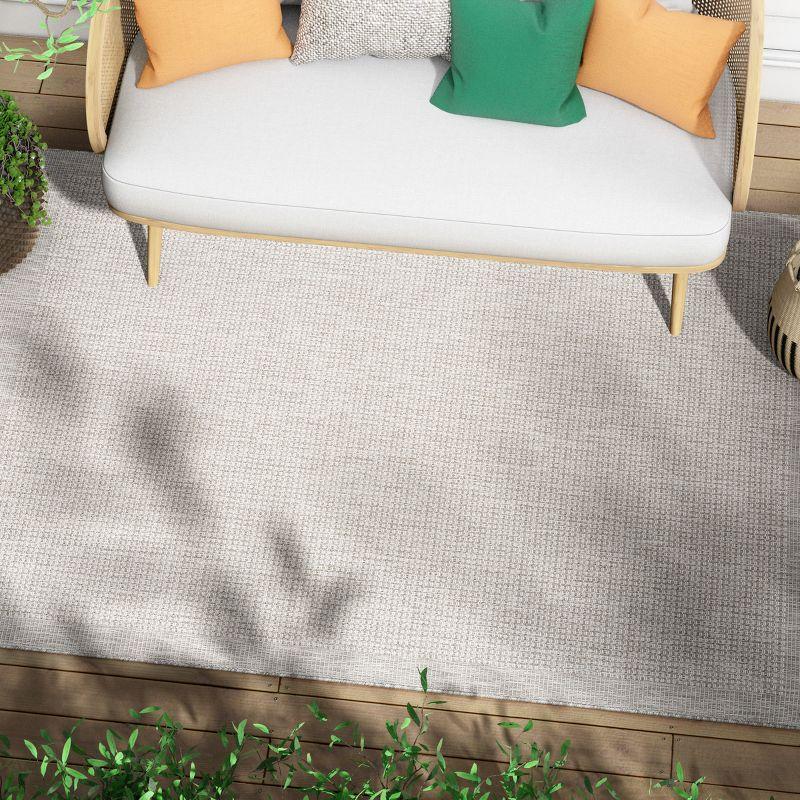 Grey Ivory Flatweave Indoor Outdoor Synthetic Rug