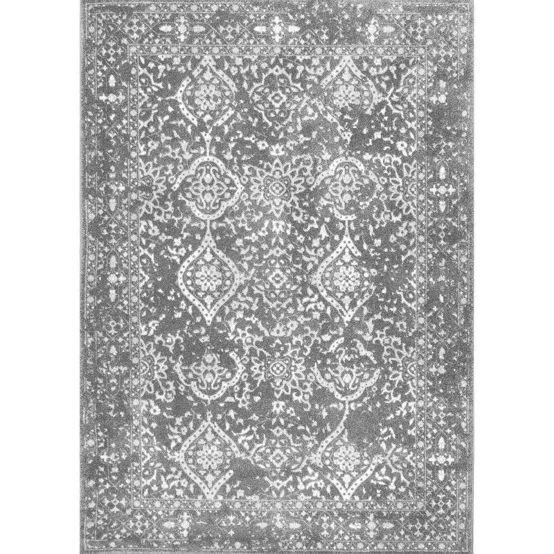 Odell Silver Floral 10' x 14' Synthetic Area Rug