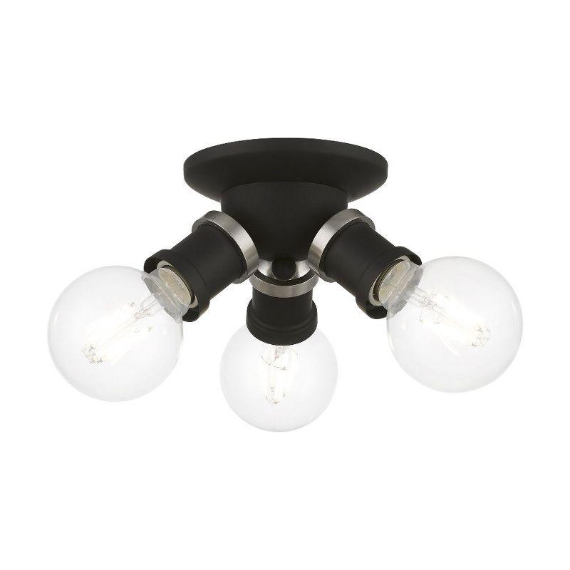 Livex Lighting Lansdale 3 - Light Flush Mount in  Black/Brushed Nickel