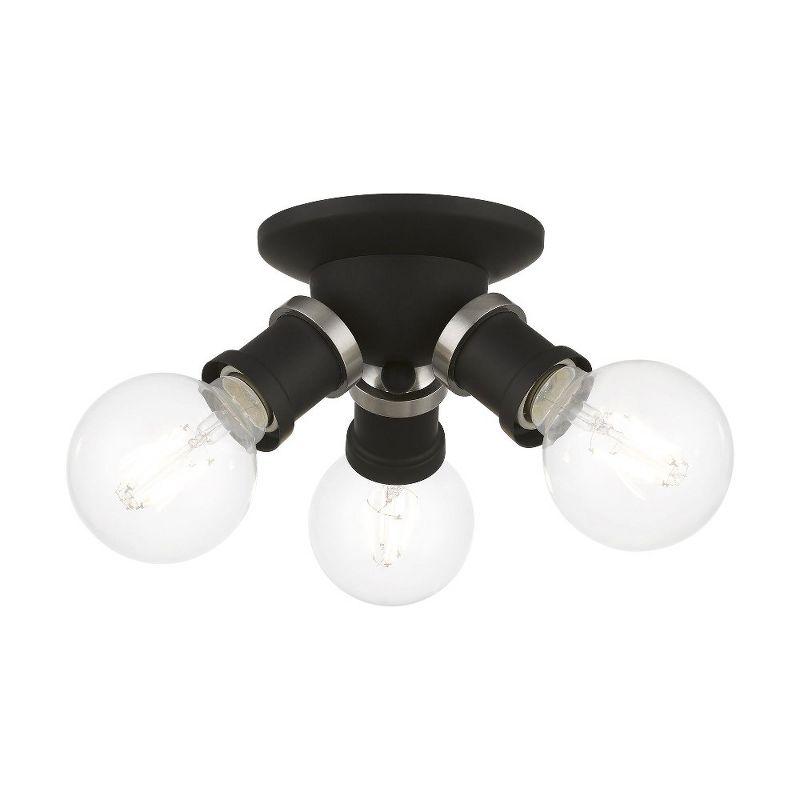 Lansdale 7" Transitional 3-Light Black & Brushed Nickel Flush Mount