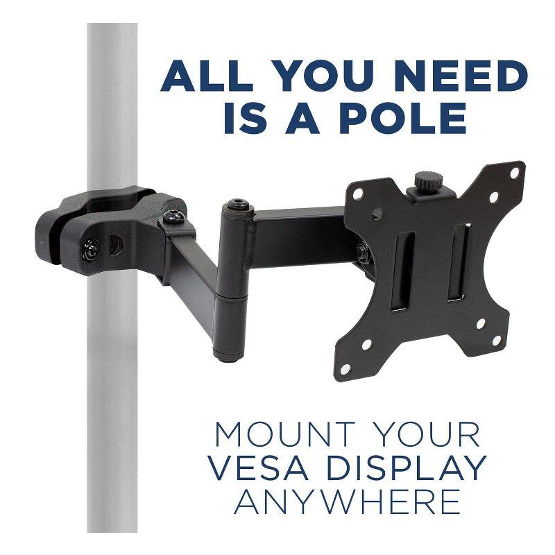 Mount-It! Universal VESA Pole Mount with Articulating Arm | Full Motion TV Pole Mount Bracket | VESA 75 100 | Fits TVs or Monitors Up to 32 Inches