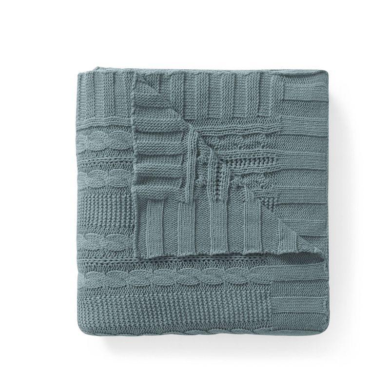 Dublin Soft Cotton Cable Knit Throw Blanket 50"x70" - Cozy Blue