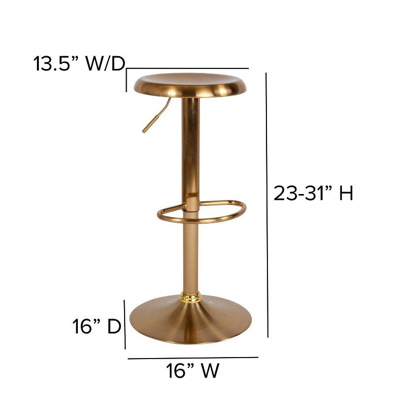 Gold Adjustable Swivel Backless Metal Barstool