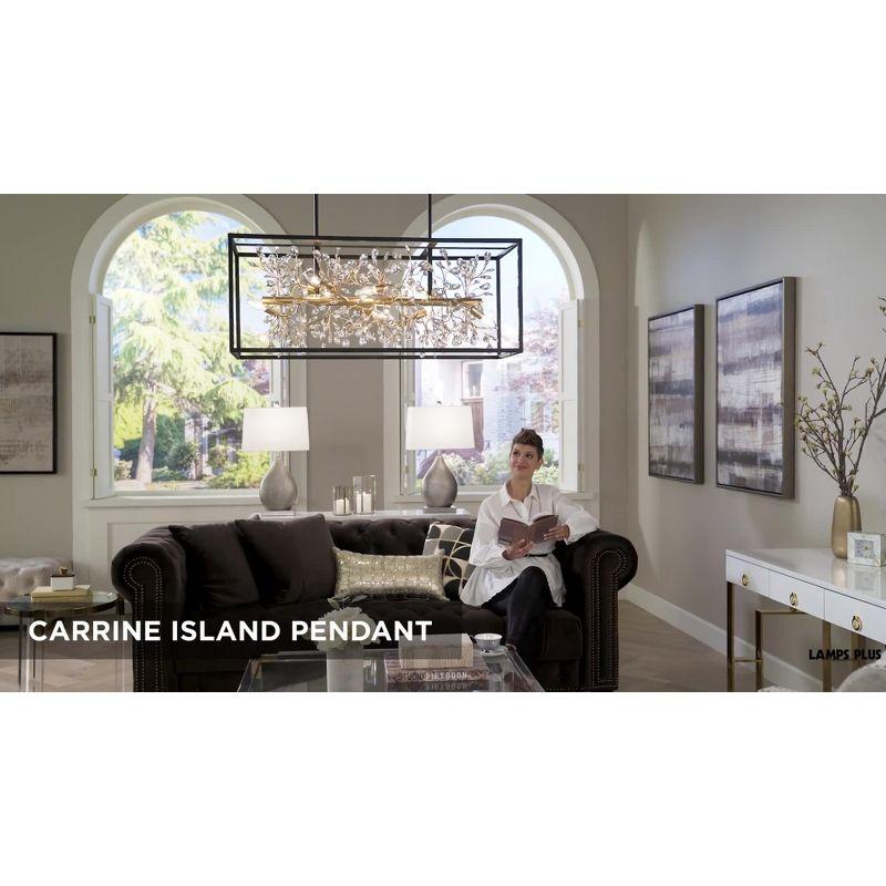 Possini Euro Design Carrine Black Gold Linear Pendant Chandelier 38 1/2" Wide Modern Clear Crystal 8-Light Fixture for Dining Room Kitchen Island Home