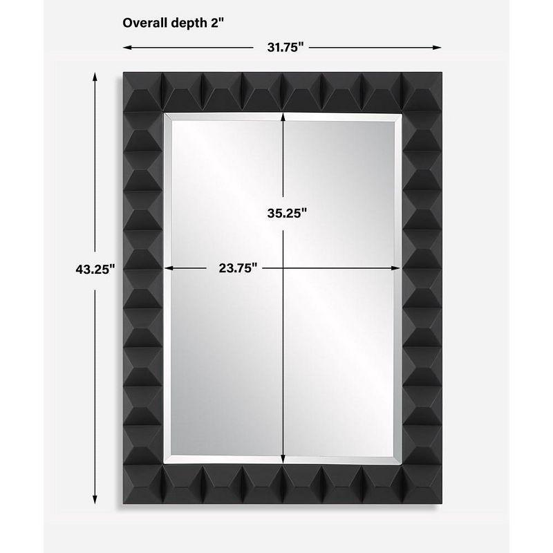 Matte Black Studded Rectangular Wood Mirror