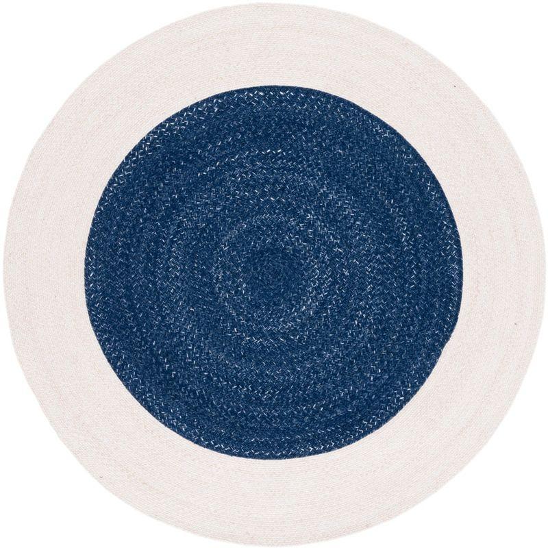 Braided BRD803 Hand Woven Area Rug - Navy/Ivory - 6' Round - Safavieh.