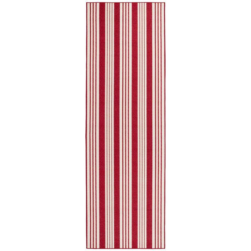 Annie Selke - Dash & Albert Abby Ticking Red Machine Washable Rug, 2x3, Red