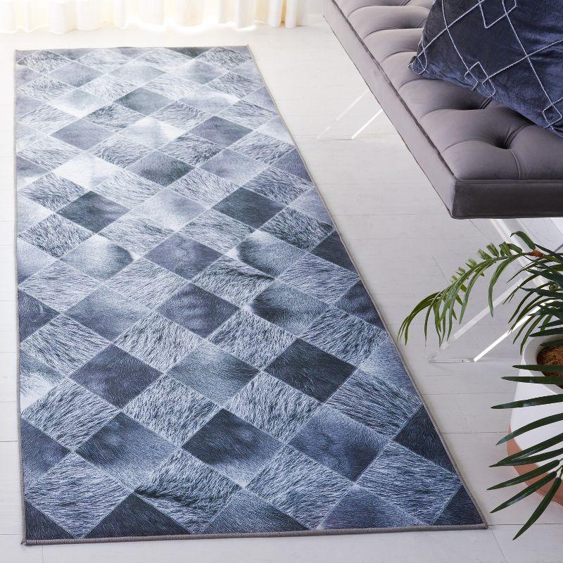 Faux Hide FAH550 Power Loomed Machine Washable Runner Rug - Grey/Dark Grey - 2'6"x8' - Safavieh.