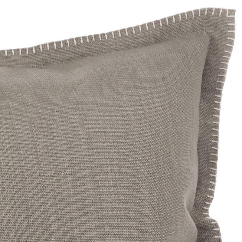 Gray 20" Square Whip Stitched Cotton Throw Pillow