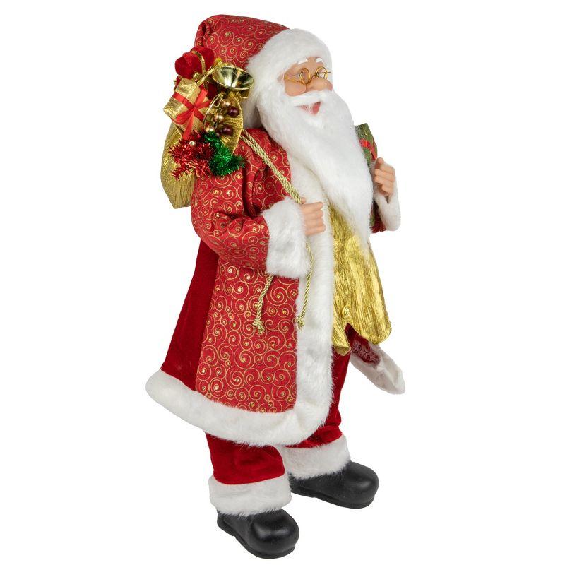 24" Red and White Santa with Gift Bag and Presents Christmas Figure