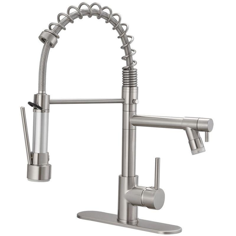 Brushed Nickel High-Arc Single Handle Kitchen Faucet with Pull-Out Spray