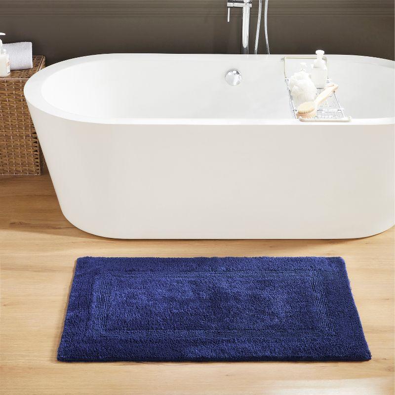 Annerose Collection 100% Cotton Reversible Machine Washable Bath Mats, Super Absorbent Bathroom Rugs