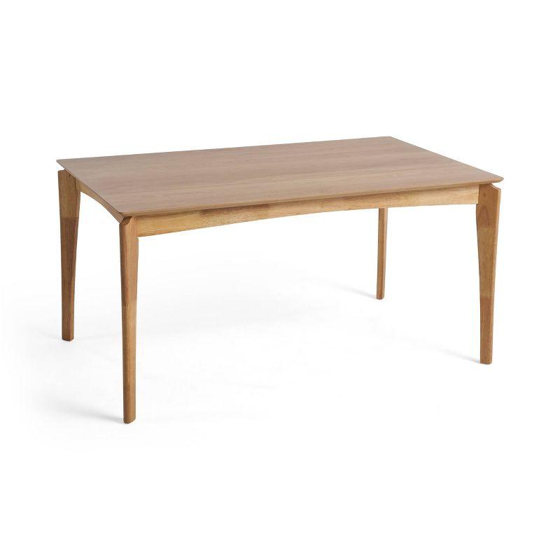 Natural Oak 59" Mid-Century 6-Seater Dining Table with Walnut Veneer