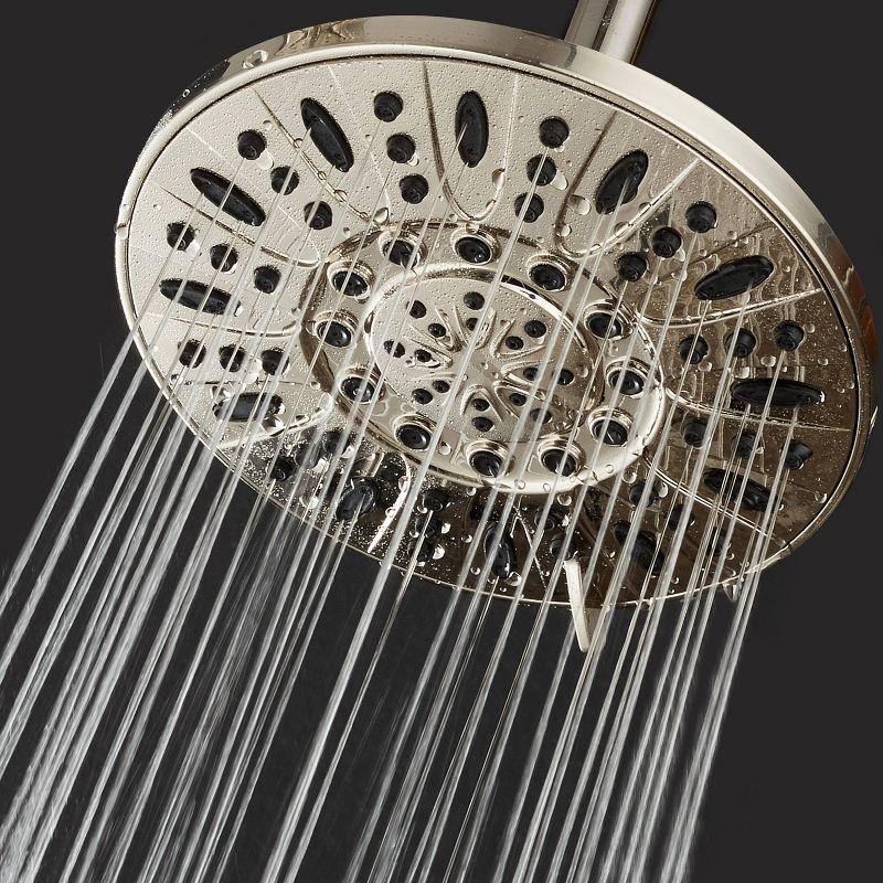 AquaDance 7" Six Setting High Pressure Ultra Luxury Giant Rainfall Shower Head Brushed Nickel: ABS & Brass, 2.5 GPM