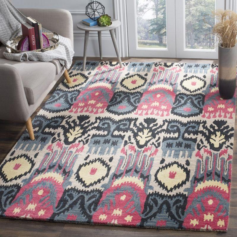 Ikat IKT466 Hand Tufted Area Rug - Beige/Blue - 6'x9' - Safavieh.