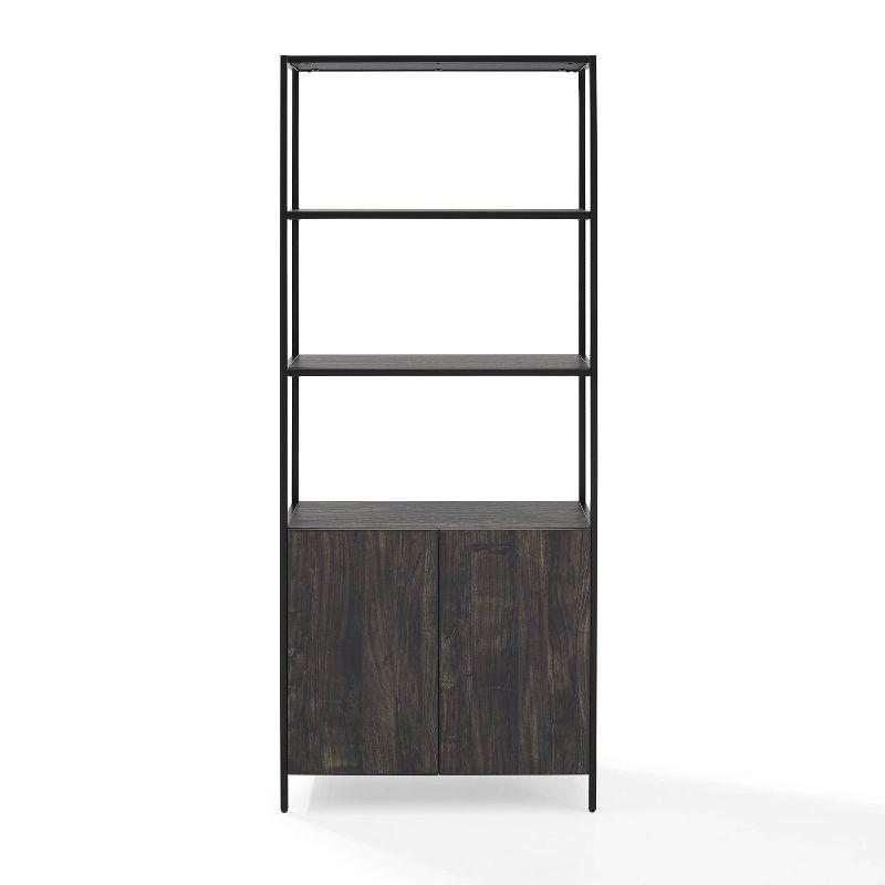 80.5" Jacobsen Large Etagere Brown Ash - Crosley: Industrial Style, 5-Shelf Storage, Steel Frame